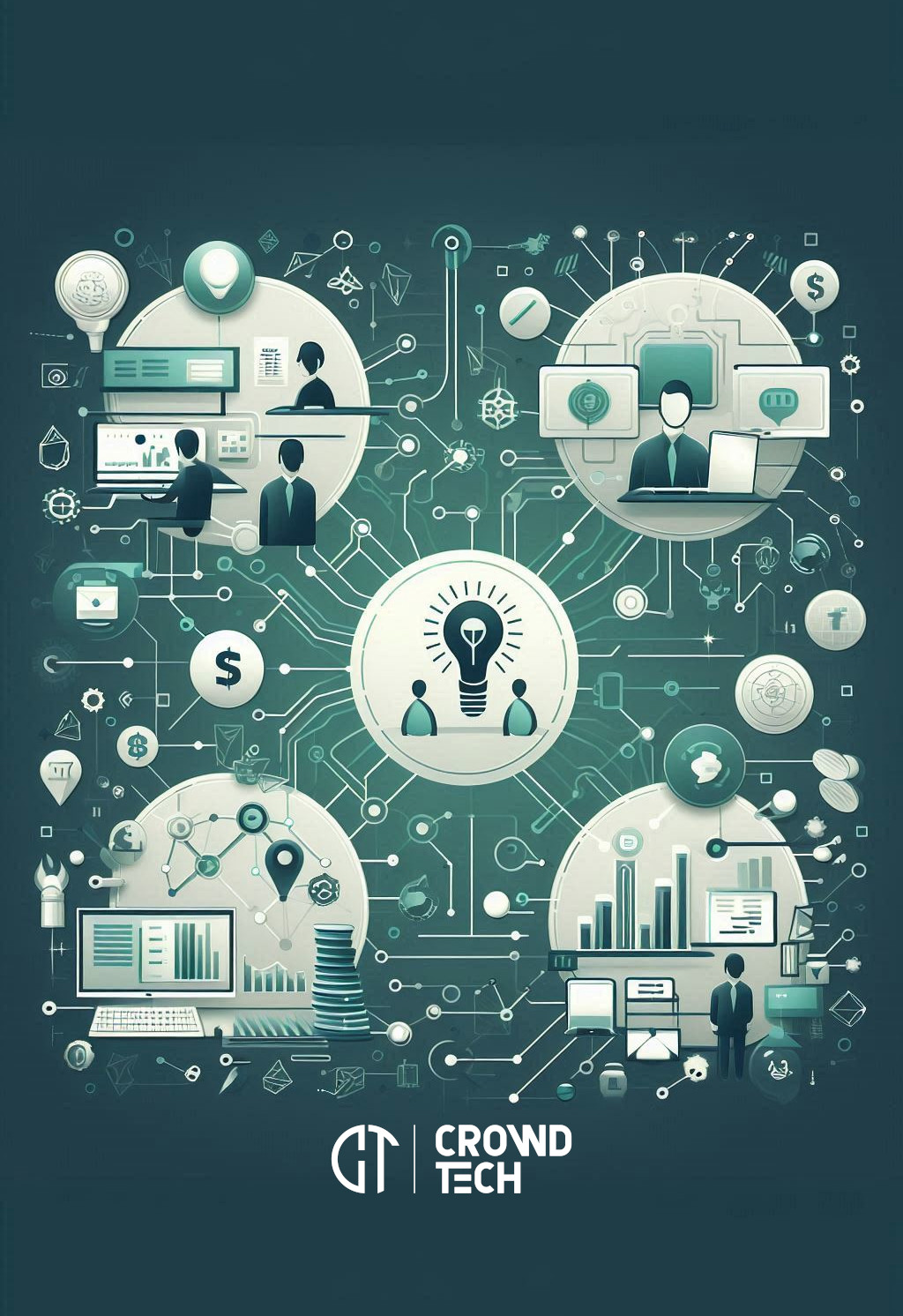 Ilustração moderna representando a conexão entre empreendedores, plataformas de crowdfunding e investidores, com foco em tecnologia financeira, inovação e conformidade com a CVM 88/2022